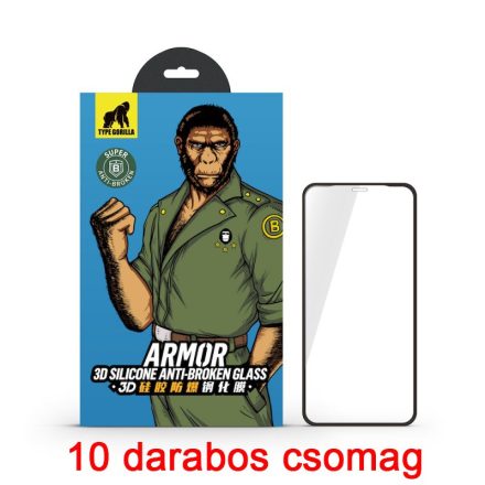 Apple iPhone 12 Mini TG Armor 3D Silicone Edge 10 Darabos Full Üvegfólia - Fekete