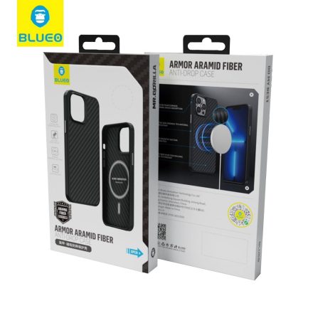 Apple iPhone 13 Blueo Armor Aramid Fiber Magsafe Hátlap - Fekete