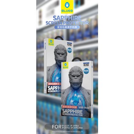 Apple iPhone 13/13 Pro/14 Blueo Exkluzív ESD 2.5D Zafír Üvegfólia - Fekete