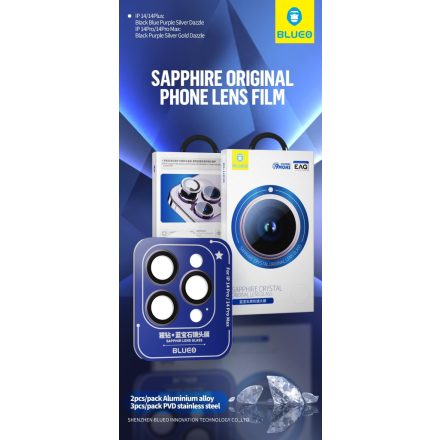 Apple iPhone 14 Pro/14 Pro Max Blueo Excluzív 3D Kameravédő Zafírüveg - Lila