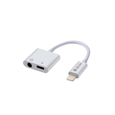 Devia EH018 Lightning/3.5 Jack Audió és Töltő Adapter - Fehér