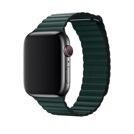 Apple iWatch Devia Elegant Leather Loop 42/44/45mm óraszíj - Sötétzöld