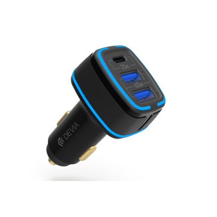 Devia EA191 Extrem Speed PD+ 2xQC 3.0 85W Autós Töltőfej- Fekete