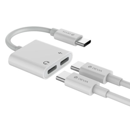 Devia EC609 USB Type-C/USB Type-C Audió és Töltő Adapter - Fehér
