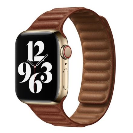 Apple iWatch Devia Elegant Leather Two-Tone 42/44/45mm Óraszíj - Saddle Brown