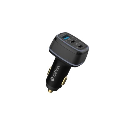 Devia EA361 Extrem Speed 2xPD + QC 3.0 115W Autós Töltőfej- Fekete