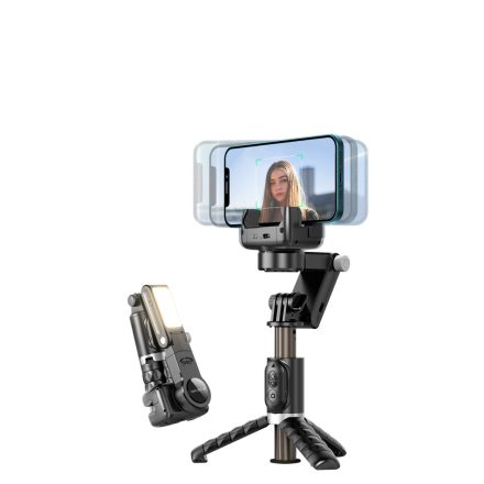 Devia Q18 Tripod Stand Multifunkciós Wireless Gimbal Selfie Bot - Fekete
