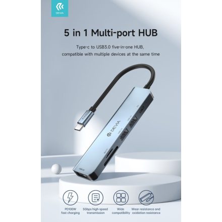 Devia EC135 Leopard 5in1 Multi PD HUB Adapter - Grafit