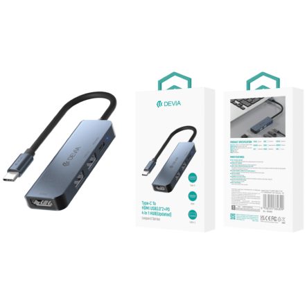 Devia EC136 Leopard 4in1 Multi PD HUB Adapter - Grafit