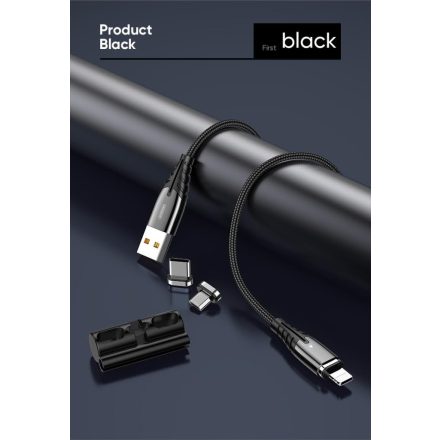 Joyroom S-M408 3A USB Type-C 1.2M Mágneses Adatkábel - Fekete