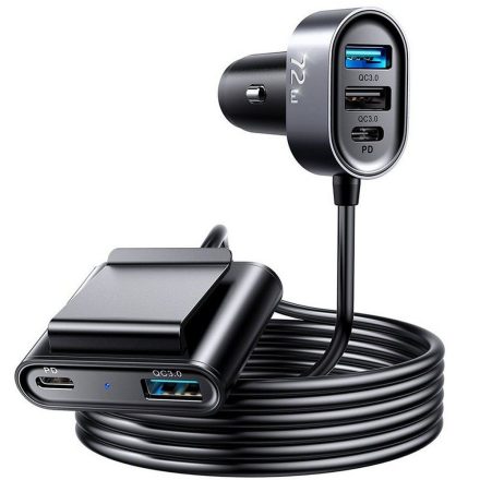 Joyroom JR-CL05 72W 2xPD + 3xUSB QC 3.0 Autós Multi Töltőfej  - Fekete