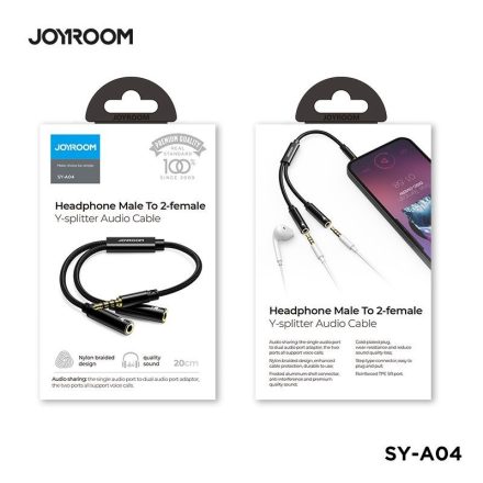 JOYROOM SY-A04 3.5 Jack Elosztó Kábel - Fekete