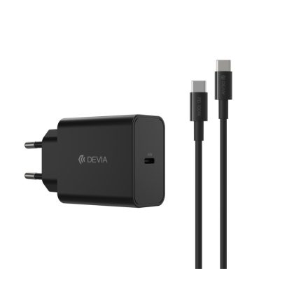 Devia GS-W45A0948 Rocket PD 45W Hálózati Töltőfej + PD USB Type-C Töltőkábel - Fekete