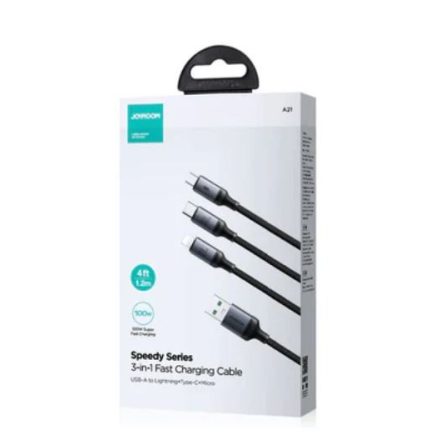 Joyroom S-A21 USB 3in1 1.2M 100W Adatkábel - Fekete