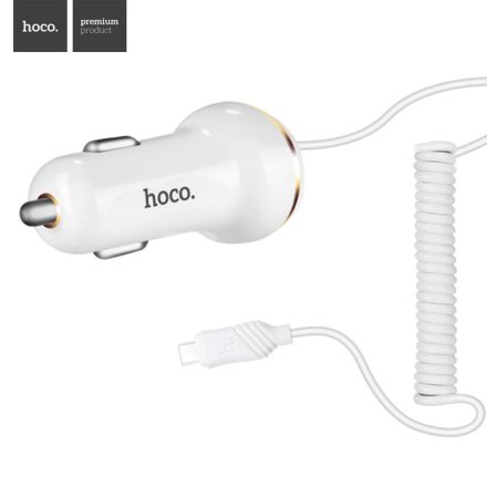 HOCO Z14/Micro USB 3.4A + 1xUSB Autóstöltő - Fehér