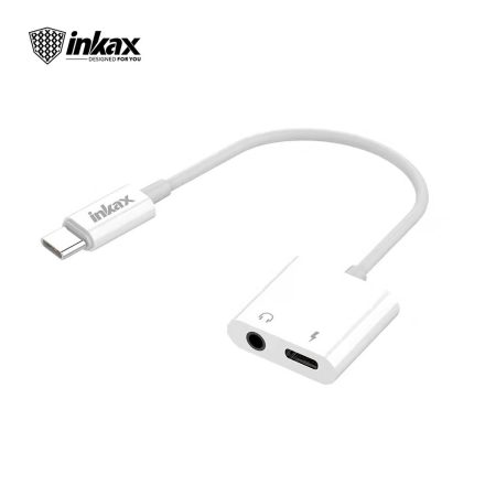 INKAX AL-20 USB Type-C/3.5 Jack Audió és Töltő Adapter - Fehér