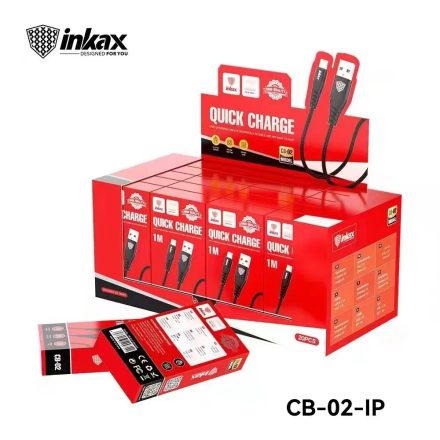 INKAX CB-02 2.1A Lightning 1M Adatkábel - Fekete