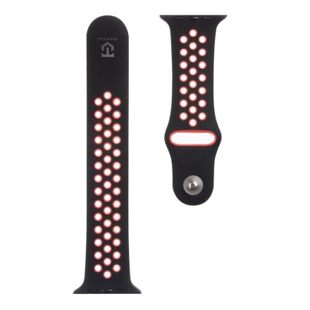 Apple iWatch TACTICAL 163 Double Silicone 42/44/45mm Óraszíj - Fekete/Piros