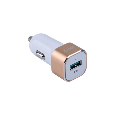 UNIQ 1xUSB 2.4A Autós Töltőfej + Micro USB 1M Adatkábel - Rose Gold