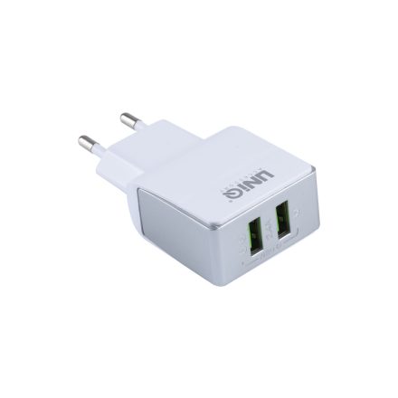 UNIQ 2.4A 2xUSB Hálózati Töltőfej + 1m Micro USB Töltőkábel - Fehér