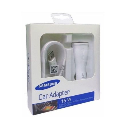 Samsung EP-LN915UCBEGSTD 15W Autós Adaptív Töltő Adapter + Micro USB Adatkábel - Fehér